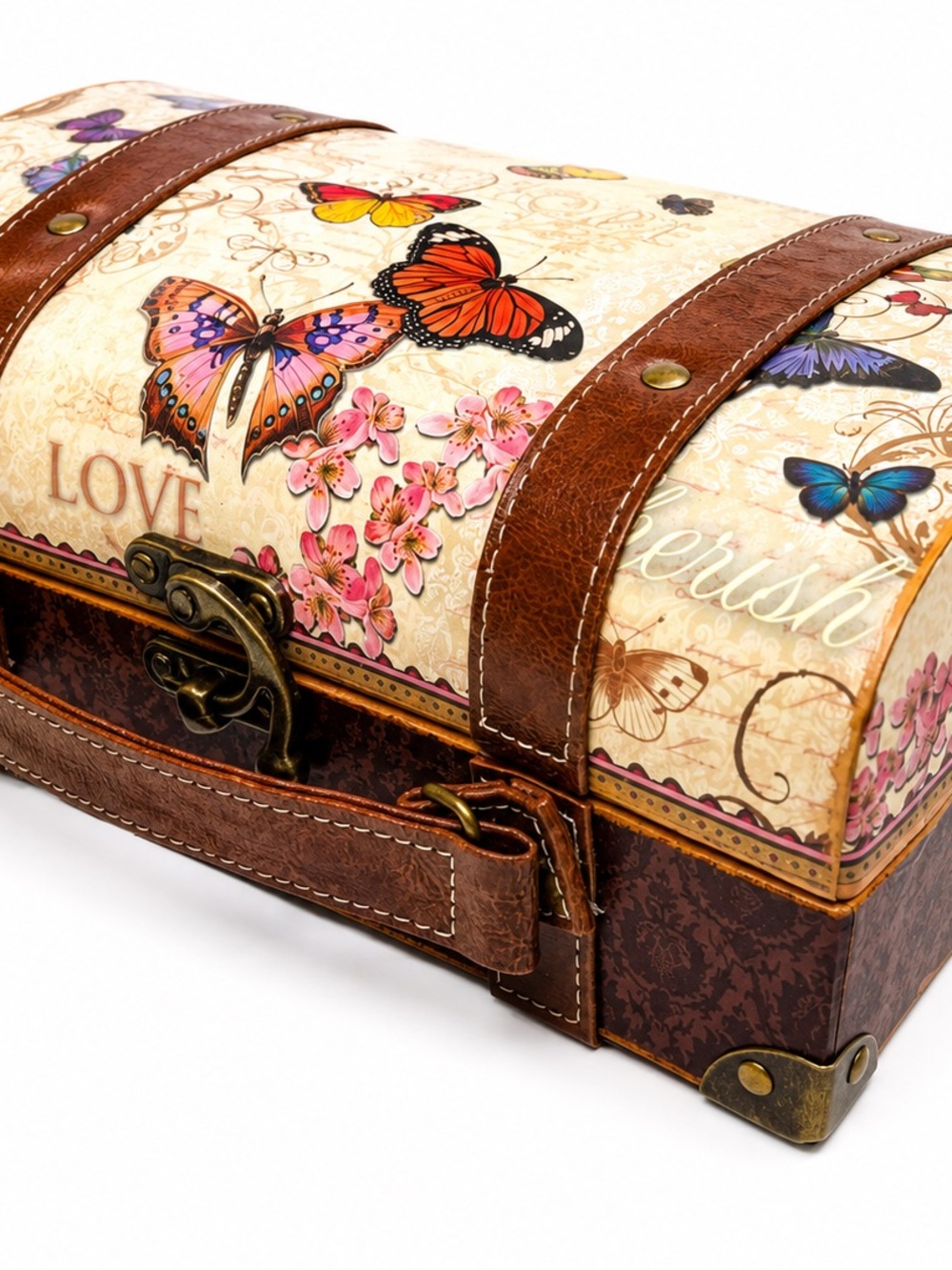 Vintage Butterfly Storage Trunk Box Punch Studio Kirshner Decor